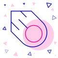 Line Comet falling down fast icon isolated on white background. Colorful outline concept. Vector