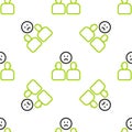 Line Complicated relationship icon isolated seamless pattern on white background. Bad communication. Colleague