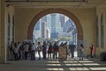 Lines form for Statue of Liberty and Ellis Island Ferries in Liberty State Park in Jersey City, NJ