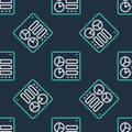 Line Computer api interface icon isolated seamless pattern on black background. Application programming interface API Royalty Free Stock Photo
