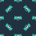 Line Computer api interface icon isolated seamless pattern on black background. Application programming interface API Royalty Free Stock Photo