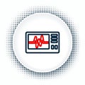 Line Computer monitor with cardiogram icon isolated on white background. Monitoring icon. ECG monitor with heart beat Royalty Free Stock Photo