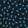 Line Computer mouse icon isolated seamless pattern on black background. Optical with wheel symbol. Vector Illustration Royalty Free Stock Photo