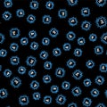 Line Computer processor with microcircuits CPU icon isolated seamless pattern on black background. Chip or cpu with Royalty Free Stock Photo