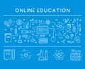 Line concept web banner for online education