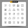 25 Line concept for Websites Mobile and Apps athlete, economy, coding, laptop, programming