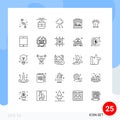Modern Set of 25 Lines and symbols such as easter, animal, cloud, park, shop