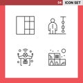 4 Thematic Vector Filledline Flat Colors and Editable Symbols of grid, iot, chart, people, wifi