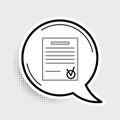 Line Confirmed document and check mark icon isolated on grey background. Checklist icon. Business concept. Colorful