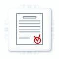Line Confirmed document and check mark icon isolated on white background. Checklist icon. Business concept. Colorful