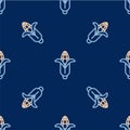 Line Corn icon isolated seamless pattern on blue background. Vector