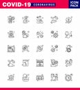 25 line Coronavirus Covid19 Icon pack such as flu, wash, virus, hands spray, alcohol