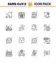 16 Line Coronavirus Covid19 Icon pack such as sick, man, hospital, healthcare, medical record Royalty Free Stock Photo