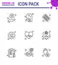 9 Line Coronavirus disease and prevention vector icon  heart, virus, capsule, patogen, infection Royalty Free Stock Photo