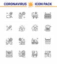 Coronavirus awareness icons. 16 Line icon Corona Virus Flu Related such as temperature, lab, strature, tubes, chemistry