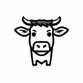 Line Cow Logo Head - Cow Farm Icon On White Background