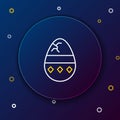 Line Cracked egg icon isolated on blue background. Happy Easter. Colorful outline concept. Vector Royalty Free Stock Photo