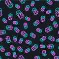 Line Cracker biscuit icon isolated seamless pattern on black background. Sweet cookie. Vector