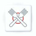 Line Crossed fork icon isolated on white background. Cutlery symbol. Colorful outline concept. Vector Royalty Free Stock Photo