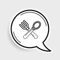 Line Crossed fork and spoon icon isolated on grey background. Cooking utensil. Cutlery sign. Colorful outline concept Royalty Free Stock Photo