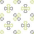 Line Crossed human bones icon isolated seamless pattern on white background. Vector