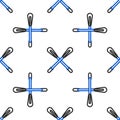 Line Crossed paddle icon isolated seamless pattern on white background. Paddle boat oars. Colorful outline concept