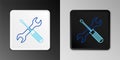 Line Crossed screwdriver and wrench tools icon isolated on grey background. Service tool symbol. Colorful outline Royalty Free Stock Photo