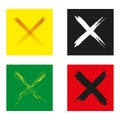 line Crossed. Set icons in color square buttons. Vector illustration. Stock image.