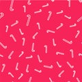 Line Crowbar icon isolated seamless pattern on red background. Vector