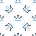 Line Crown icon isolated seamless pattern on white background. Colorful outline concept. Vector Royalty Free Stock Photo