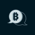 Line Cryptocurrency coin Bitcoin icon isolated on black background. Physical bit coin. Blockchain based secure crypto