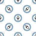 Line Cryptocurrency coin Ethereum ETH icon isolated seamless pattern on white background. Altcoin symbol. Blockchain