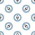 Line Cryptocurrency coin Ethereum ETH icon isolated seamless pattern on white background. Altcoin symbol. Blockchain