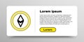 Line Cryptocurrency coin Ethereum ETH icon isolated on white background. Altcoin symbol. Blockchain based secure crypto