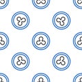 Line Cryptocurrency coin Ripple XRP icon isolated seamless pattern on white background. Altcoin symbol. Blockchain based