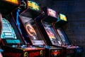 Line of cult action old arcade video games from late 90`s era Royalty Free Stock Photo