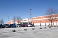 Line of curbside pickup parking lot pole signs Best Buy