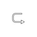 line curved arrow icon vector. curve arrow icon. Vector illustration