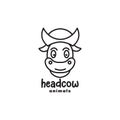 Line cute face cow with hat logo design vector graphic symbol icon illustration creative idea Royalty Free Stock Photo