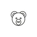 Line cute teddy bear head design white background.