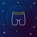 Line Cycling shorts icon isolated on blue background. Colorful outline concept. Vector