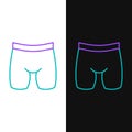 Line Cycling shorts icon isolated on white and black background. Colorful outline concept. Vector