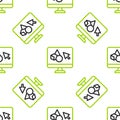 Line 3D printer software icon isolated seamless pattern on white background. 3d printing. Vector