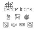 Line dance icons set on white background Royalty Free Stock Photo