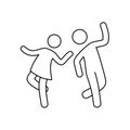 Line dancer couple icon. Latin, tango, salsa girl, boy pose outline icon. Editable stroke pictogram couple. Isolated