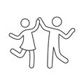 Line dancer couple icon. Latin, tango, salsa girl, boy pose outline icon. Editable stroke pictogram couple. Isolated