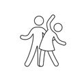 Line dancer couple icon. Latin, tango, salsa girl, boy pose outline icon. Editable stroke pictogram couple. Isolated