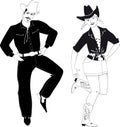 Line dancers clip-art Royalty Free Stock Photo