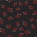 Line Dart arrow icon isolated seamless pattern on black background. Vector
