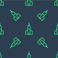 Line Dart arrow icon isolated seamless pattern on blue background. Vector